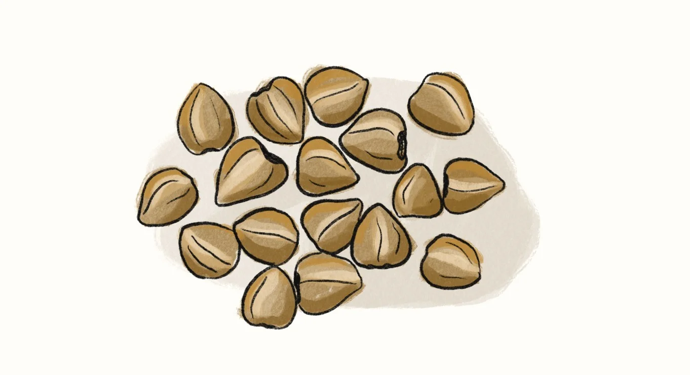 A handful of buckwheat seeds